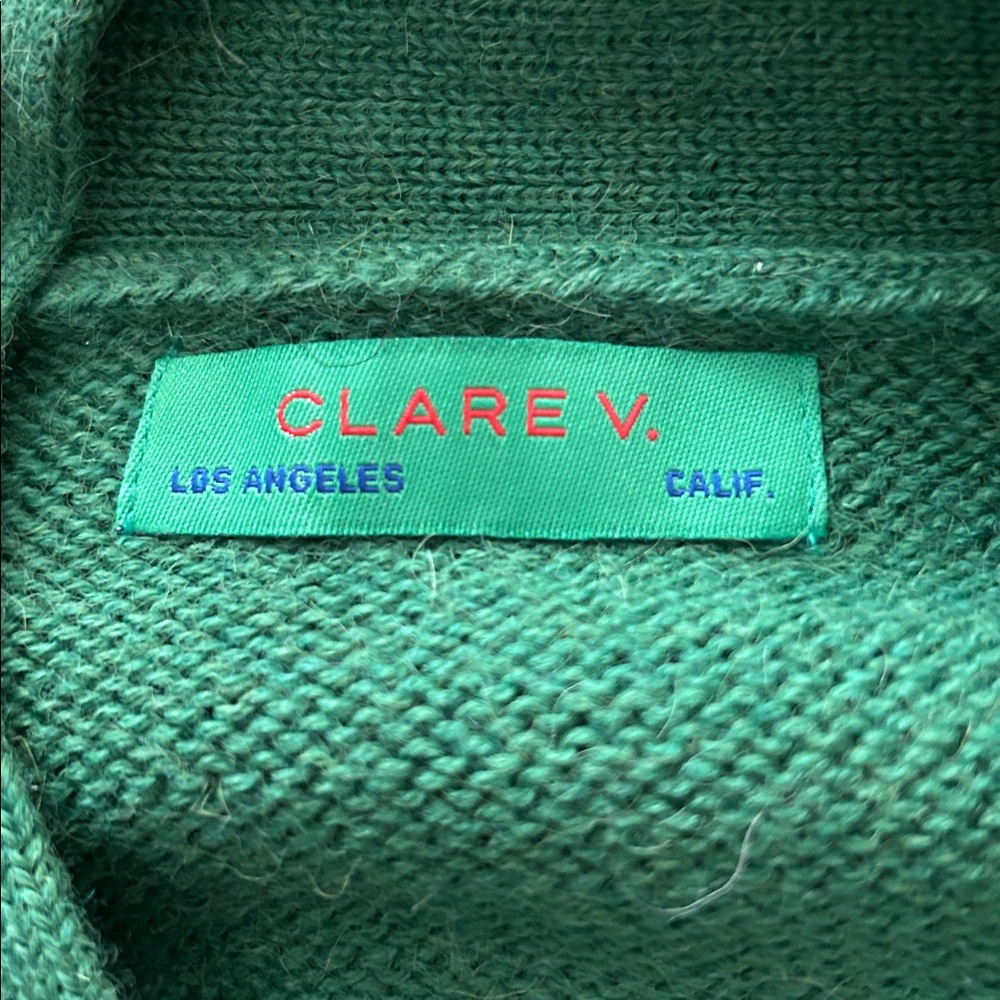 Clare V Oscar Cardigan Green with Gray Trim - Picture 6 of 11